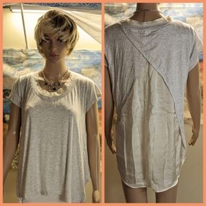 Anthropologie Bordeaux tee gray cream sz M NEW